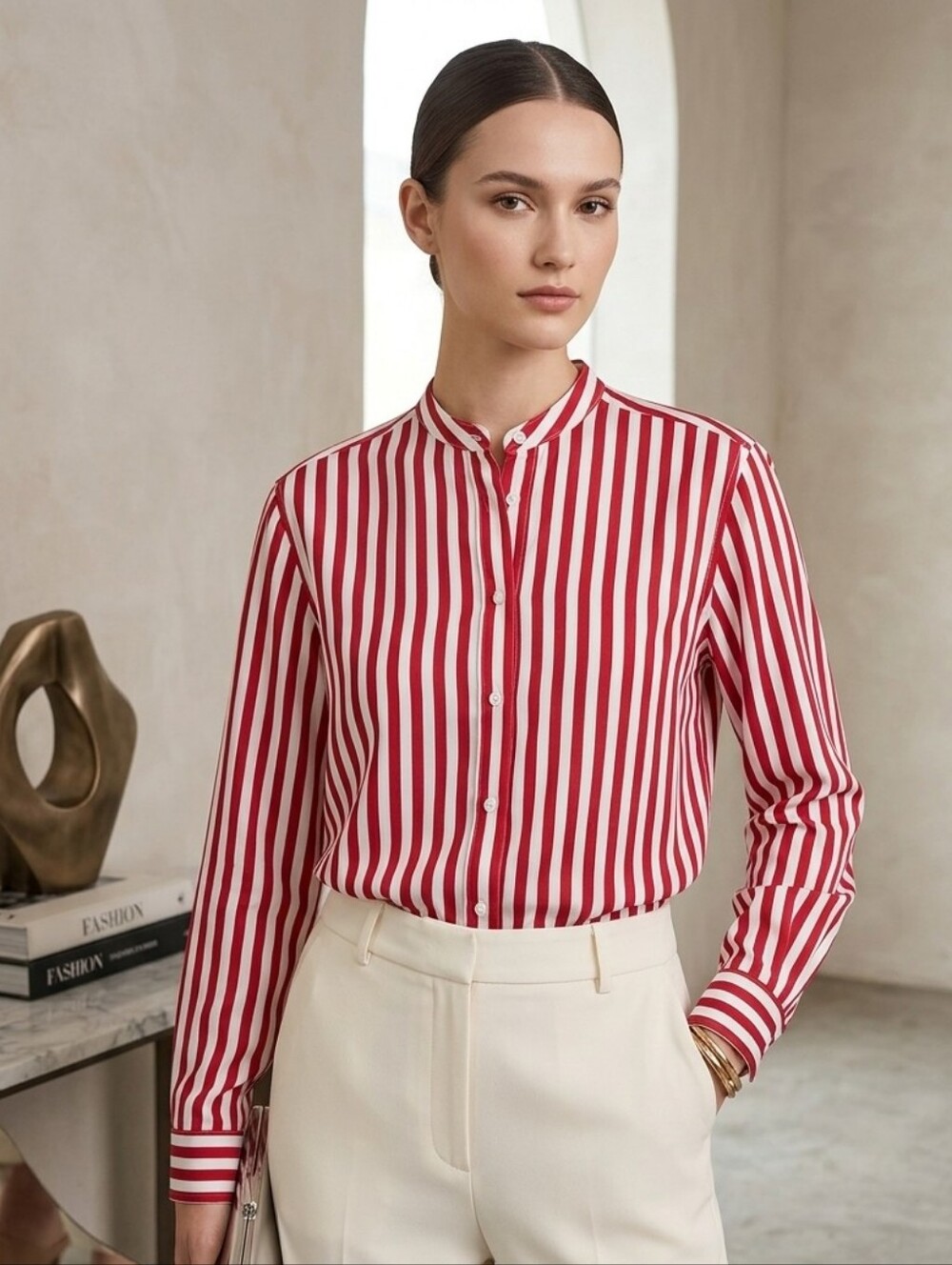 WNU With Nothing Underneath The Girlfriend Striped Tencel Shirt Size 12 UK16